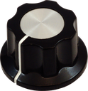 CE Pedal Knobs, Boss Style, Black with Silver Top, .78" diameter
