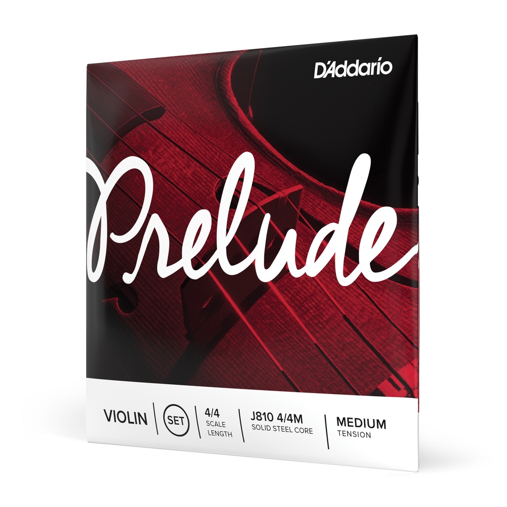 [J810 4/4M] D'Addario Prelude Violin String Set, 4/4 Scale, Medium Tension