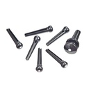 D'Addario Injected Molded Bridge Pins with End Pin, Set of 7, Ebony with Ivory Dot