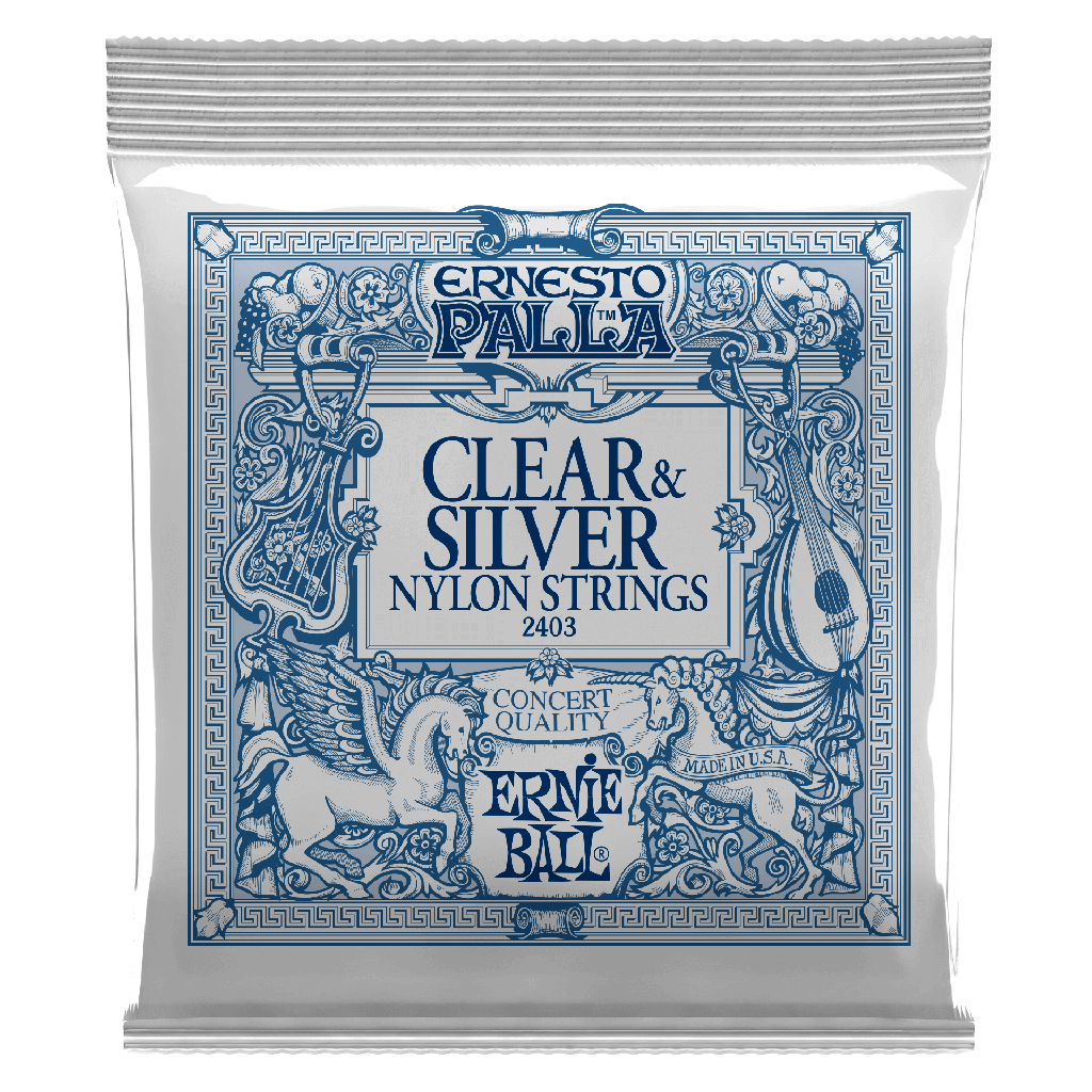 [P02403] Ernesto Palla Nylon Classical Guitar Strings, Clear & Silver