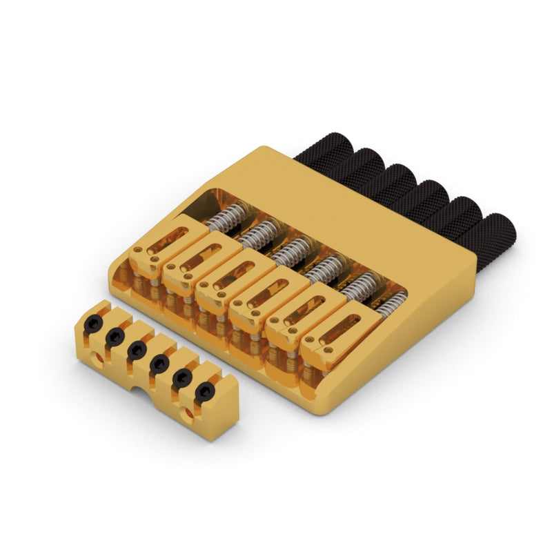 [4H600G-LP] Hipshot 6 String Headless Guitar Fixed Bridge, Gold W/ Lowpro™ Headpiece