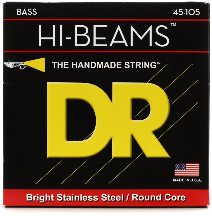 DR HI-BEAM Stainless Steel Bass Strings, Medium, 45-105  