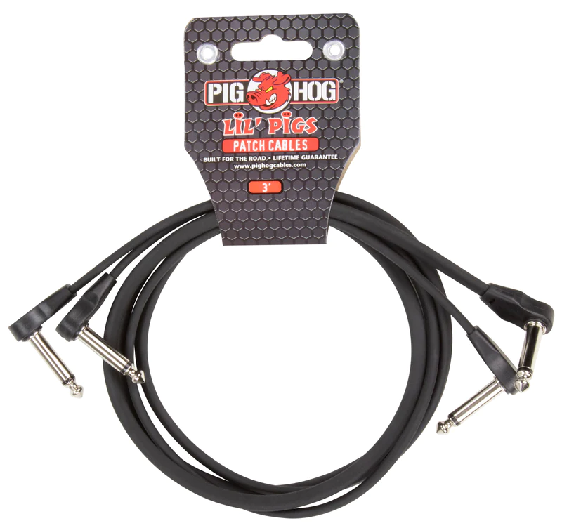 [PHLSK3BK] Pig Hog Lil Pigs 3' Flat Patch Cables, 2 Pack