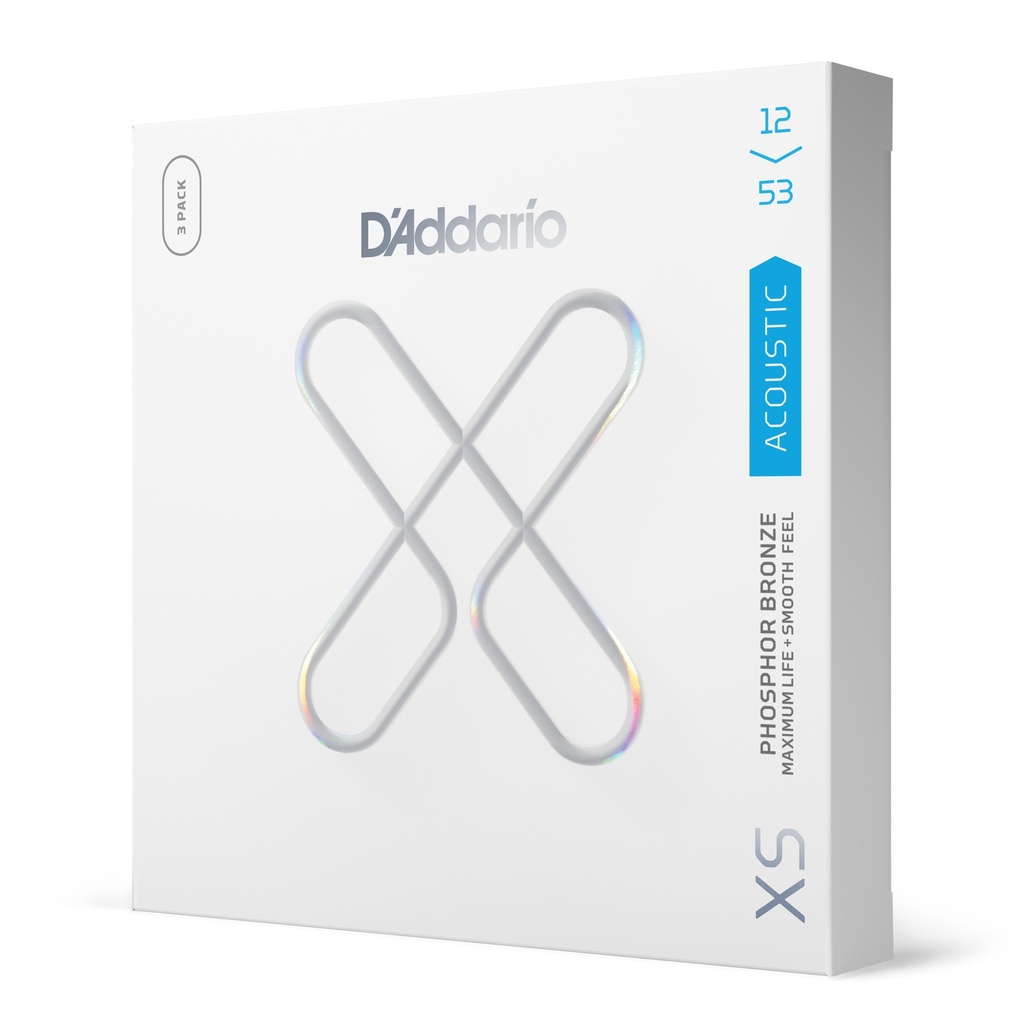 [XSAPB1253-3P] D'Addario 12-53 Regular Light, XS Phosphor Bronze Coated Acoustic Guitar Strings 3-Pack