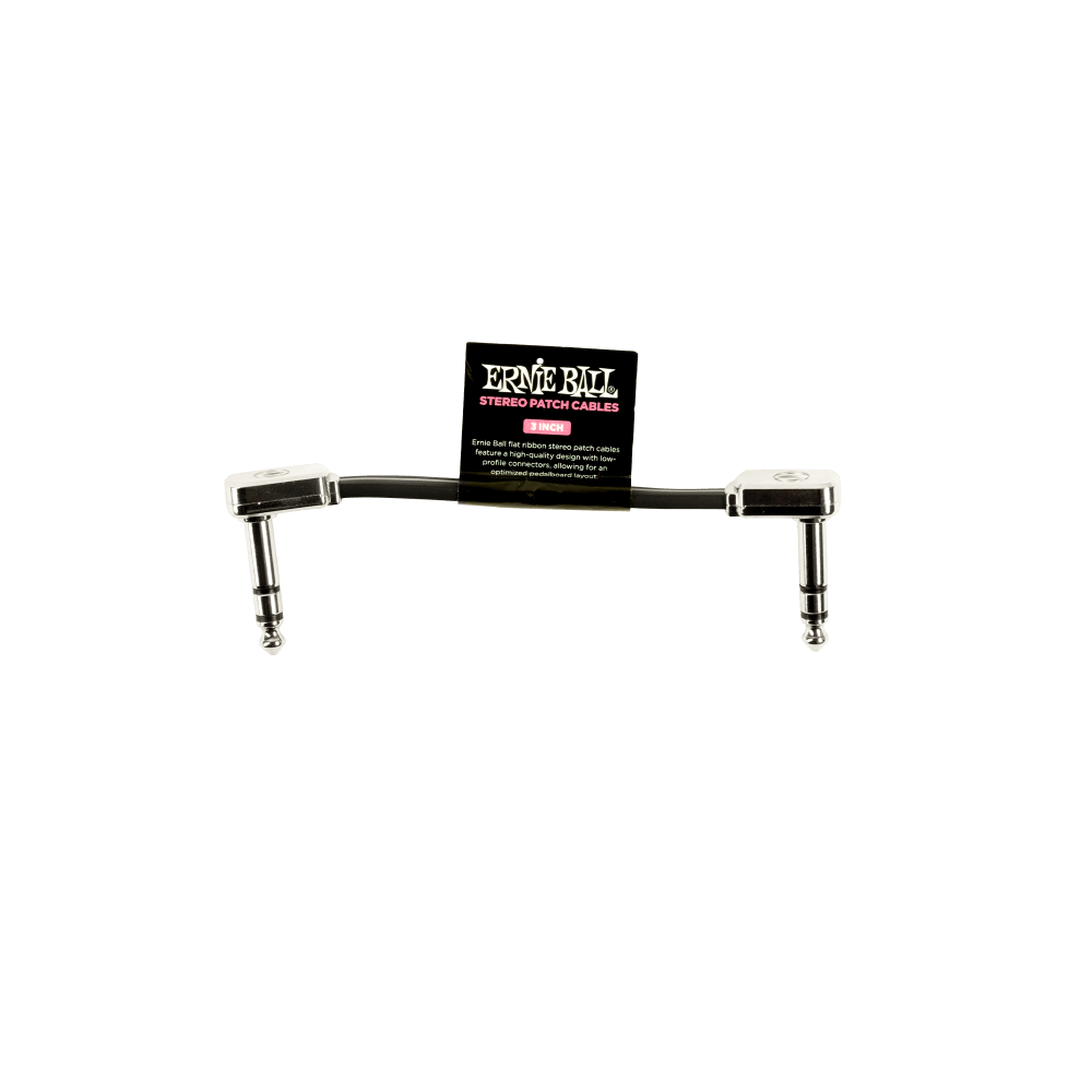 [P06407] Ernie Ball Flat Ribbon Stereo Patch Cable, 3 inch