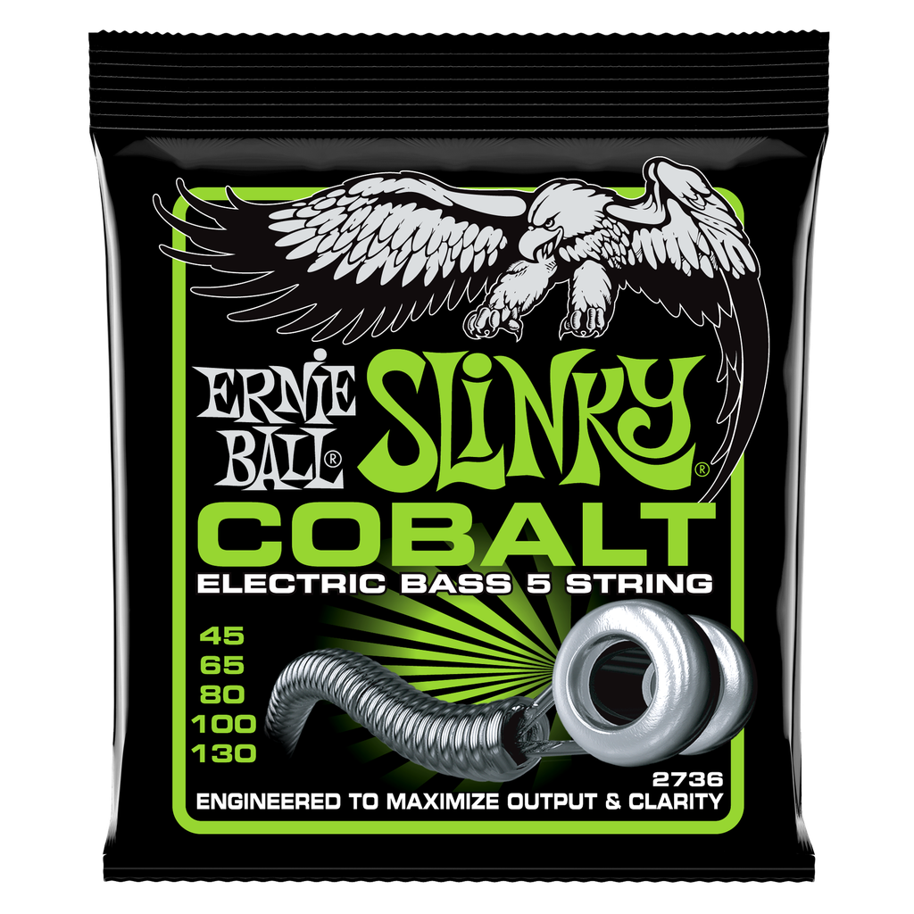 [P02736] Ernie Ball Bass 5 Slinky Cobalt Electric Bass Strings - 45-130 Gauge