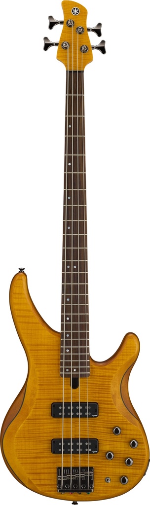 Yamaha TRBX604FM Electric Bass, Flamed Maple, Matte Amber