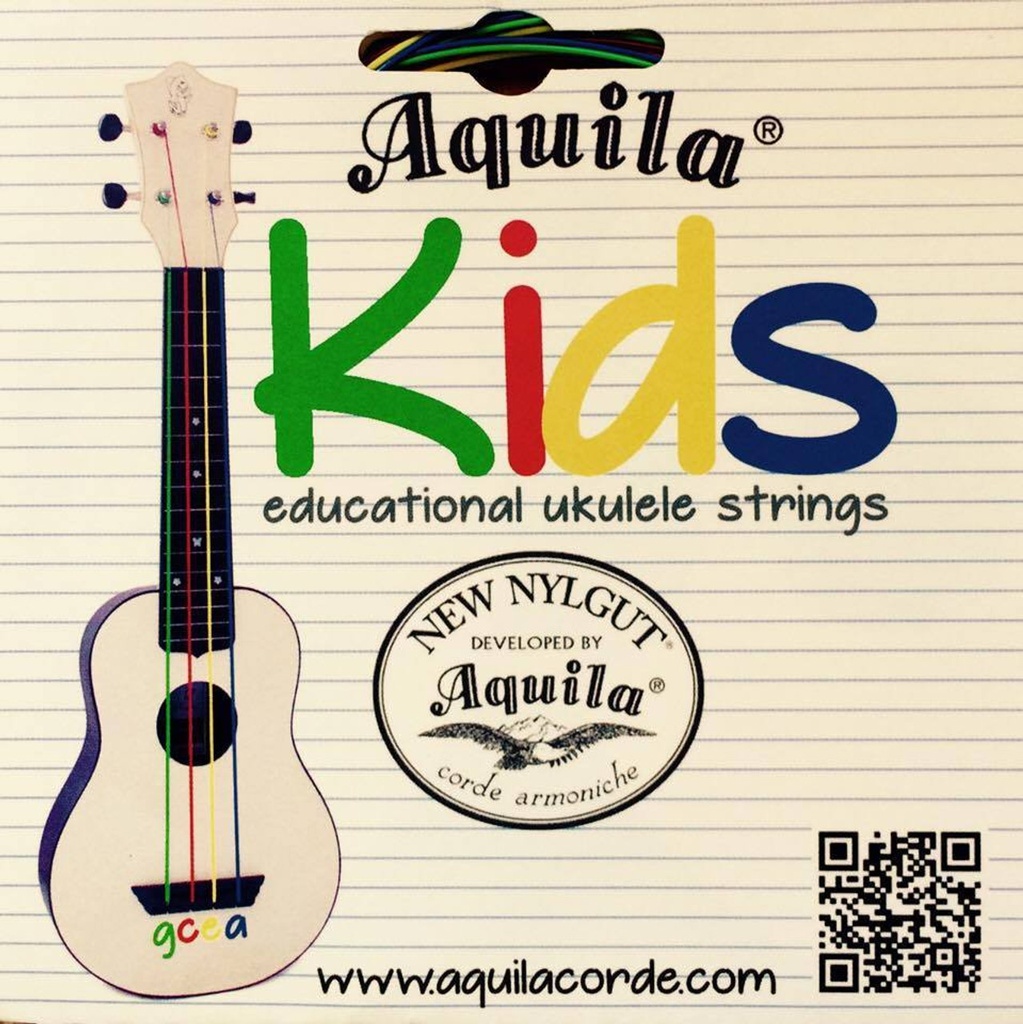 [138U] Aquila 138U Kids Colored Nylgut Soprano Ukulele Strings, Regular Tuning