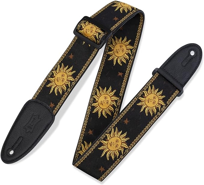 [MPJG-SUN-BLK] Levy's 2" Jacquard Weave Guitar Strap with Sun Pattern, Black
