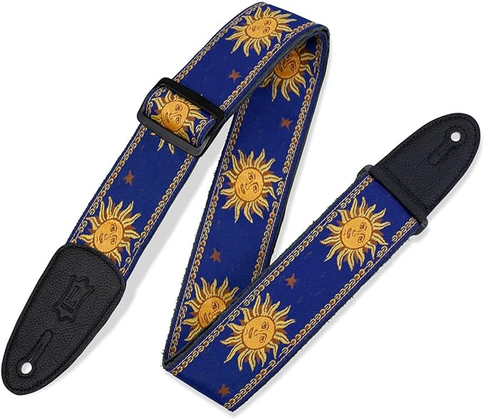 [MPJG-SUN-BLU] Levy's 2" Jacquard Weave Guitar Strap with Sun Pattern, Blue