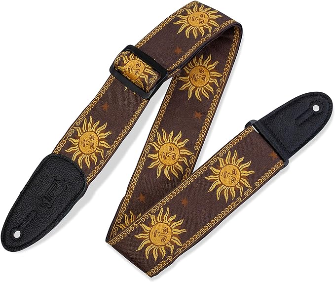 Levy's 2" Jacquard Weave Guitar Strap with Sun Pattern, Brown