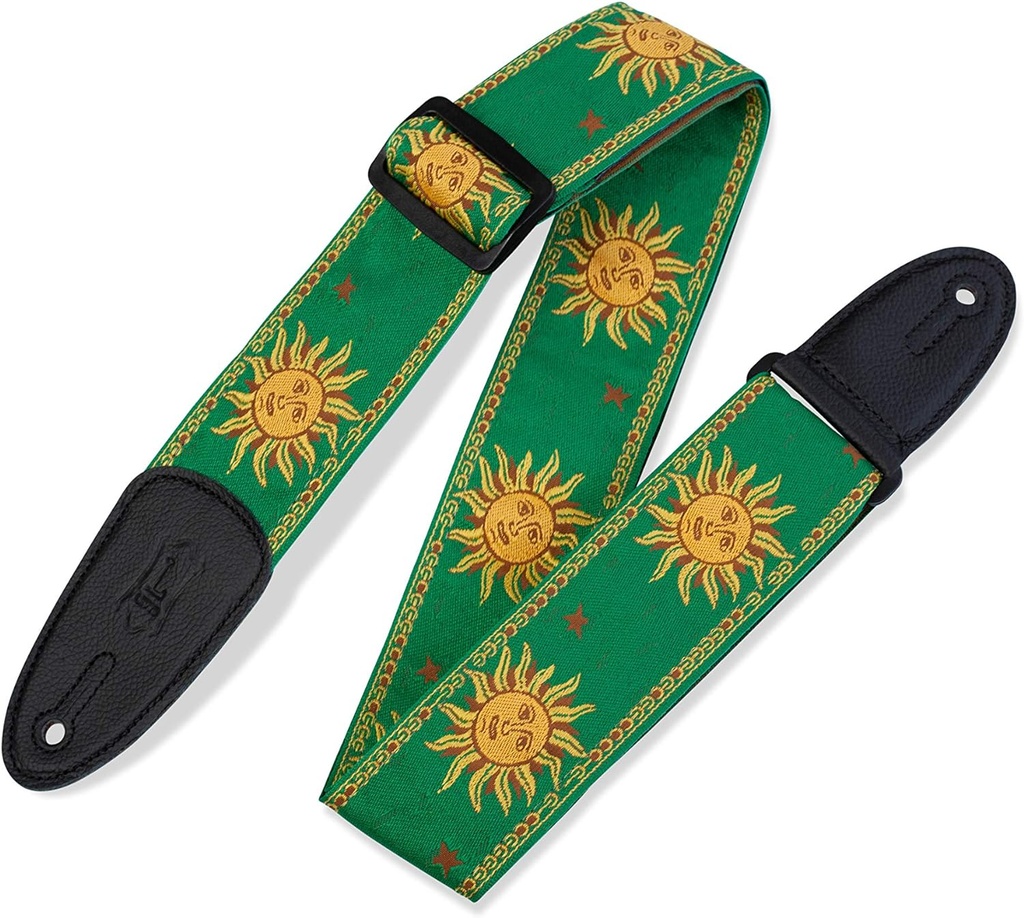 Levy's 2" Jacquard Weave Guitar Strap with Sun Pattern, Green