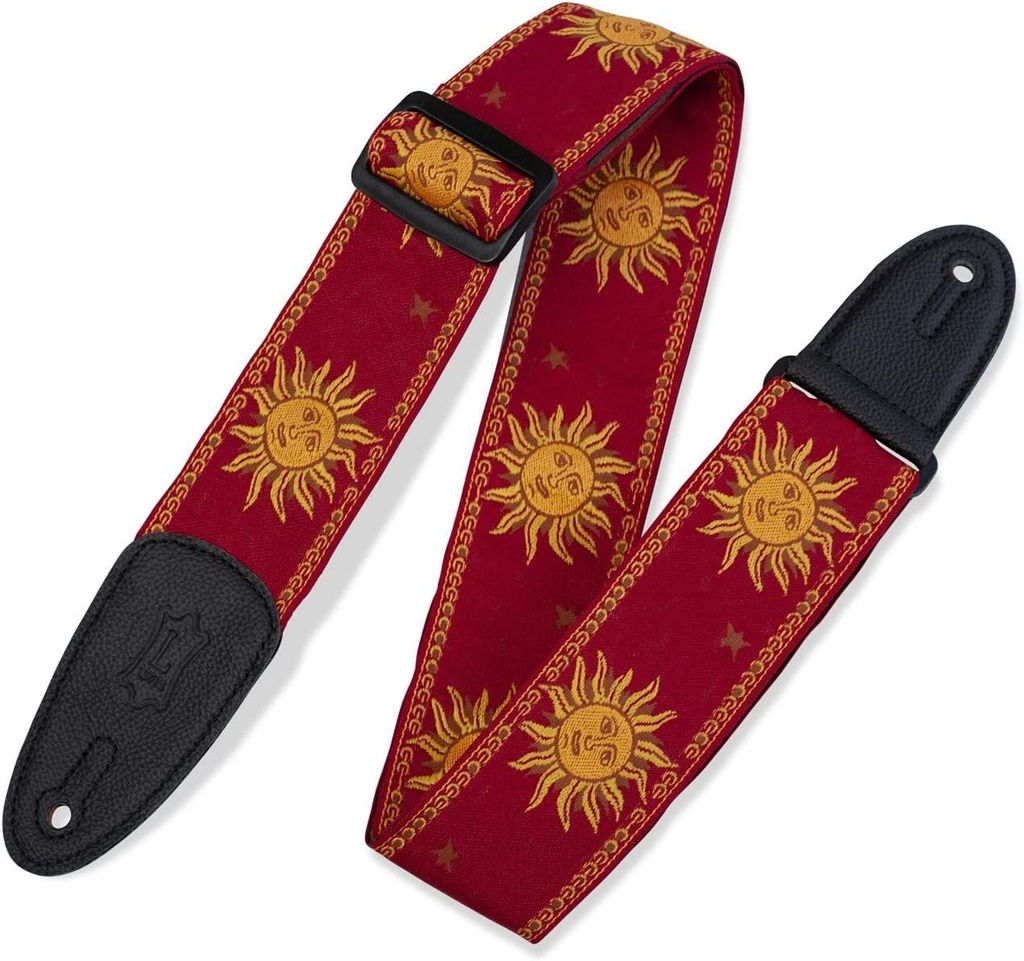 [MPJG-SUN-RED] Levy's 2" Jacquard Weave Guitar Strap with Sun Pattern, Red