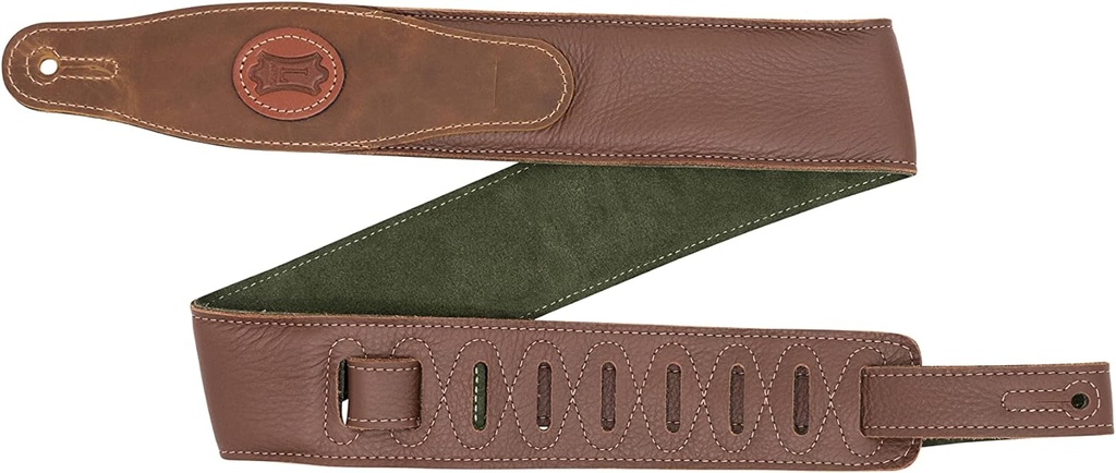 [MGS80CS-BRN-GRN] Levy's 2.5" Cirro Series Padded Garment Leather Brown & Green Guitar Strap