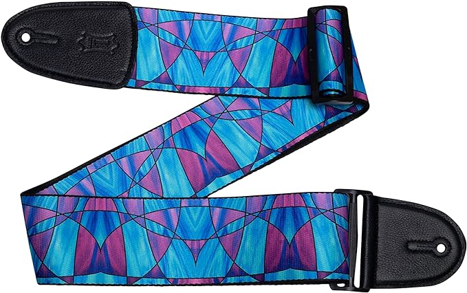 Levy's 3" Stained Glass Plum Blue Design Guitar Strap