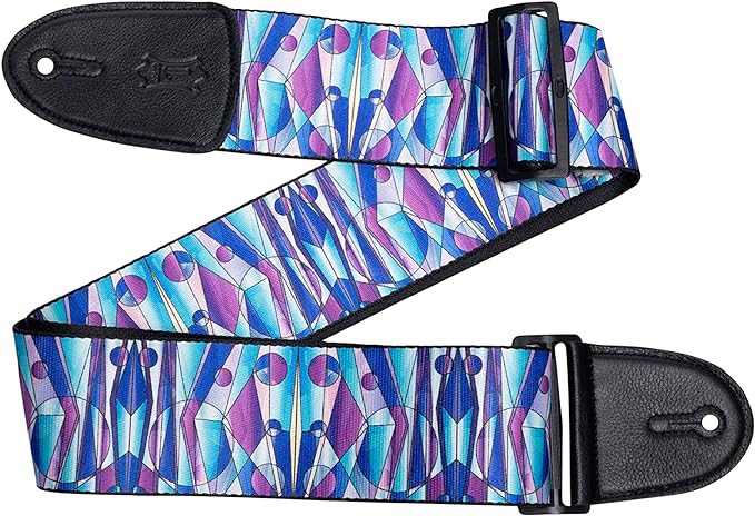 Levy's 3" Stained Glass Kaleidoscope Purple Design Guitar Strap