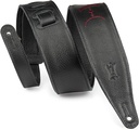 Levy's 2.5" Padded Garment Leather Guitar Strap with Embroidery Moon Phases, Black/Burgundy