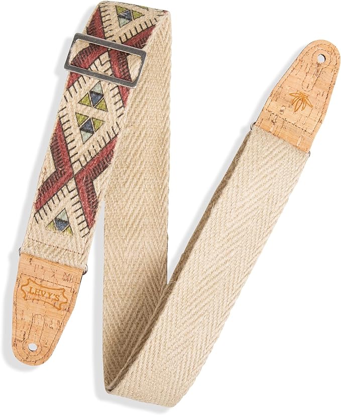 [MH8P-002] Levy's 2" Wide Vegan Hemp Webbing Guitar Strap; Tribal Pattern