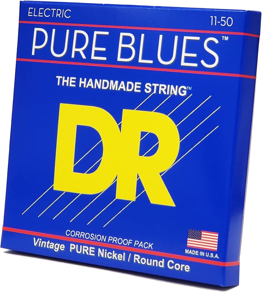 DR PURE BLUES Pure Nickel Electric Guitar Strings, Heavy, 11-50  