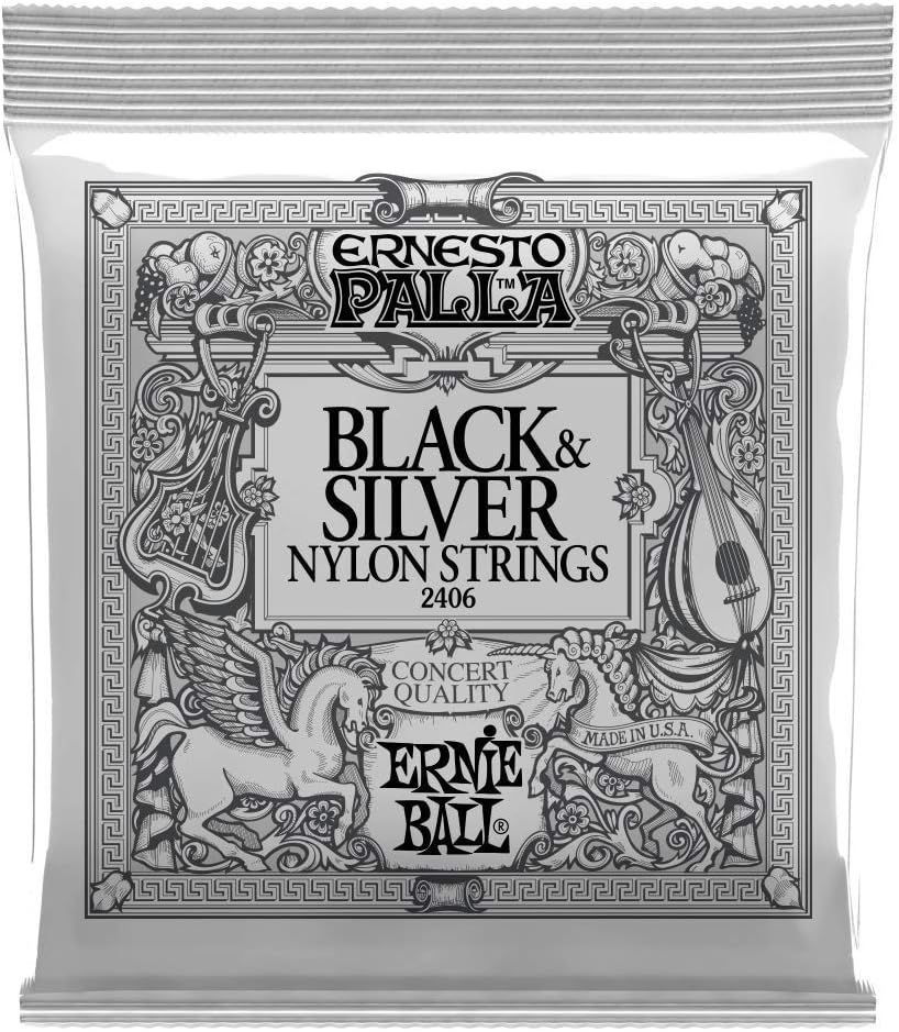 [P02406] Ernie Ball Ernesto Palla Black & Silver Tie-On Nylon Classical Guitar Strings