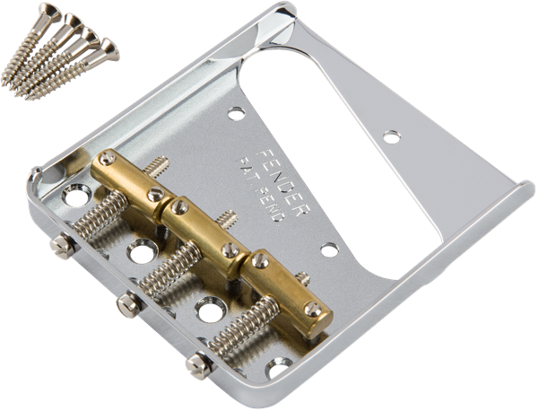 [990806100] Fender 3-Saddle American Vintage Telecaster® Bridge Assembly with Brass Saddles (Chrome)