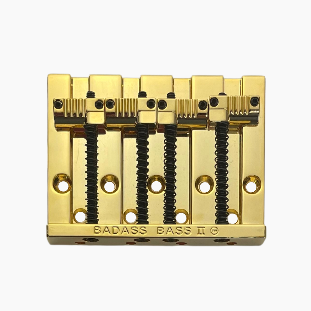 [BB-3342-002] Leo Quan® Badass II™ 4-String Bass Bridge - Grooved Saddles, Gold