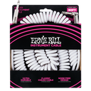Ernie Ball 30' Coiled Straight / Angle Instrument Cable - White