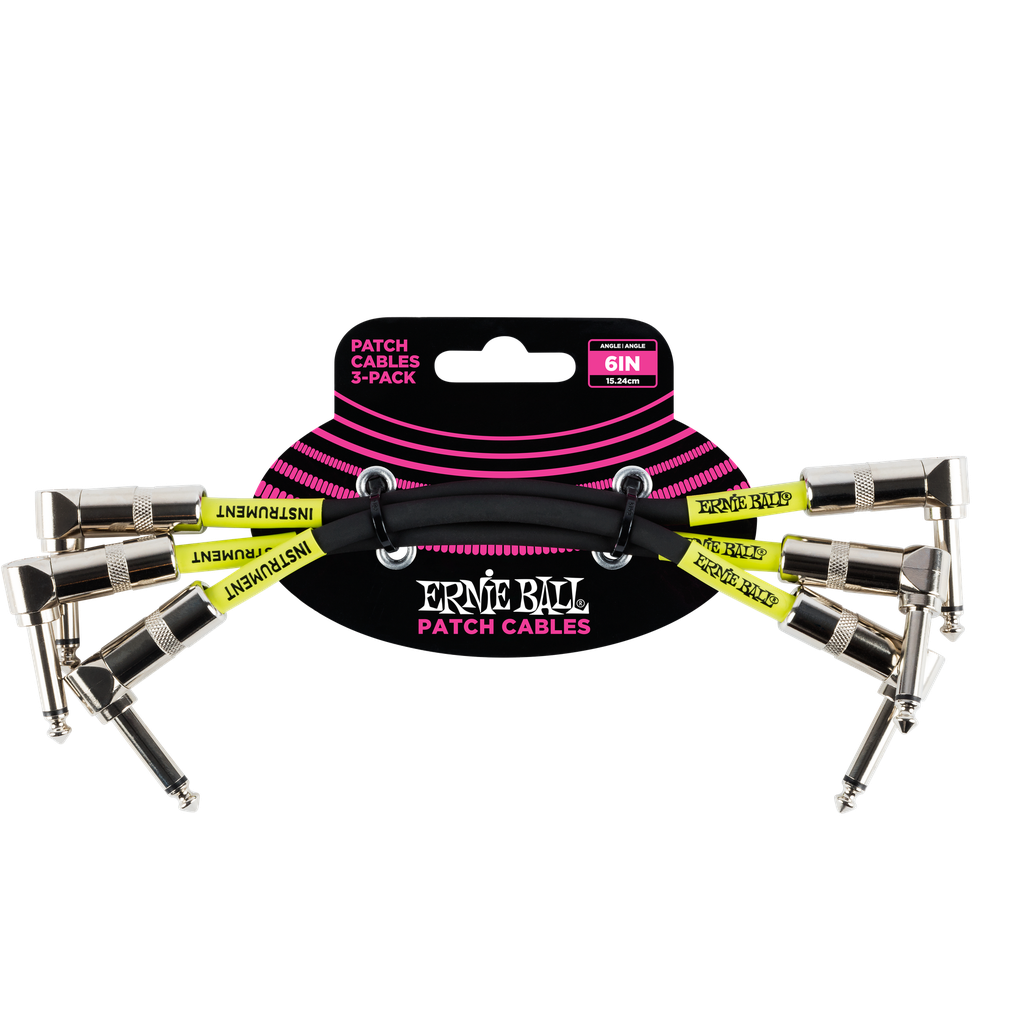 [P06050] Ernie Ball 6" Angle / Angle Patch Cable 3-Pack - Black
