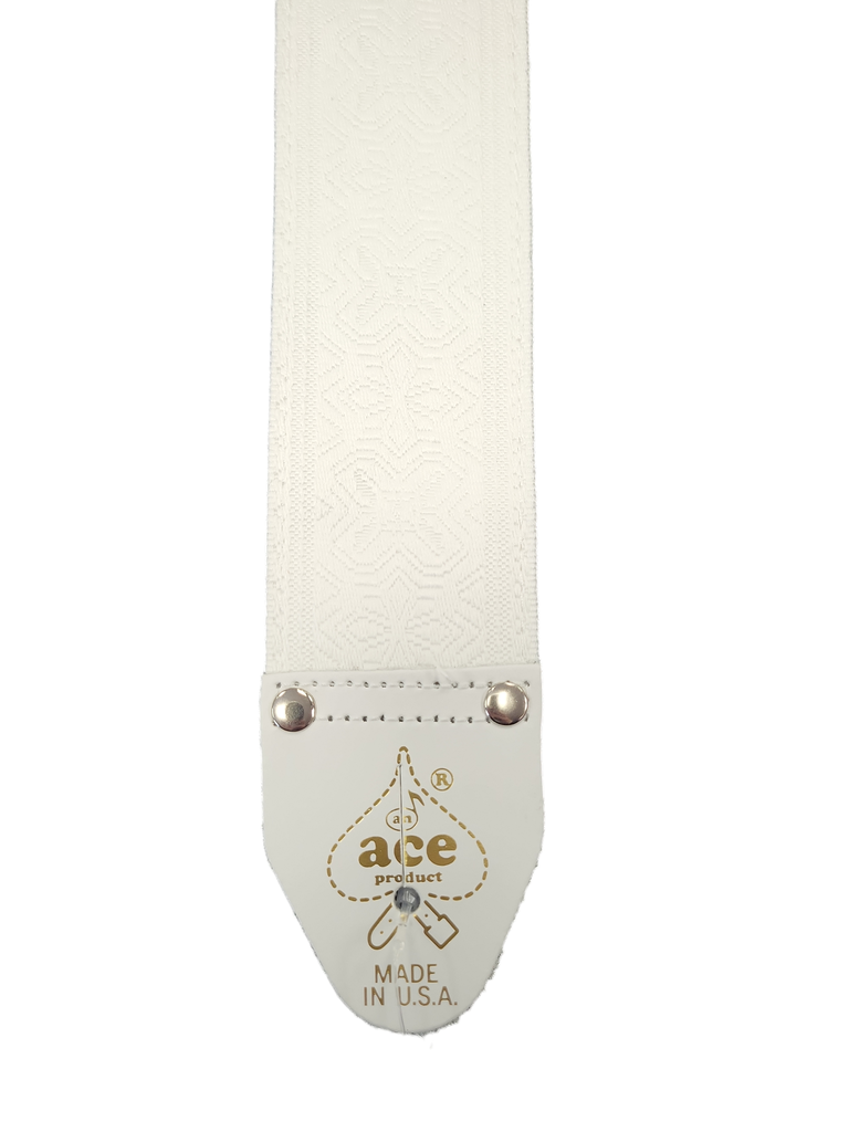 D'Andrea Ace Embossed Guitar Strap, White