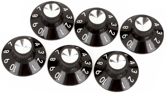 Fender Black Skirted Witch Hat Knobs for Blackface Amps, 6 Pack
