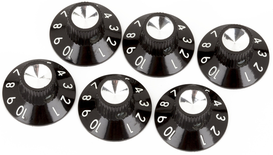 [990930000] Fender Black Skirted Witch Hat Knobs for Blackface Amps, 6 Pack