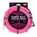 Ernie Ball 10' Braided Straight / Angle Instrument Cable, Neon Pink