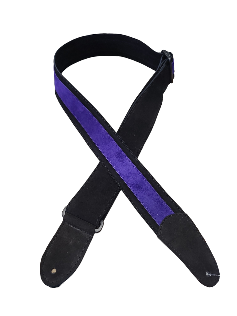 [HPDS2-03] Henry Heller 2" Wide Suede Guitar Strap, Black with Purple Suede Center