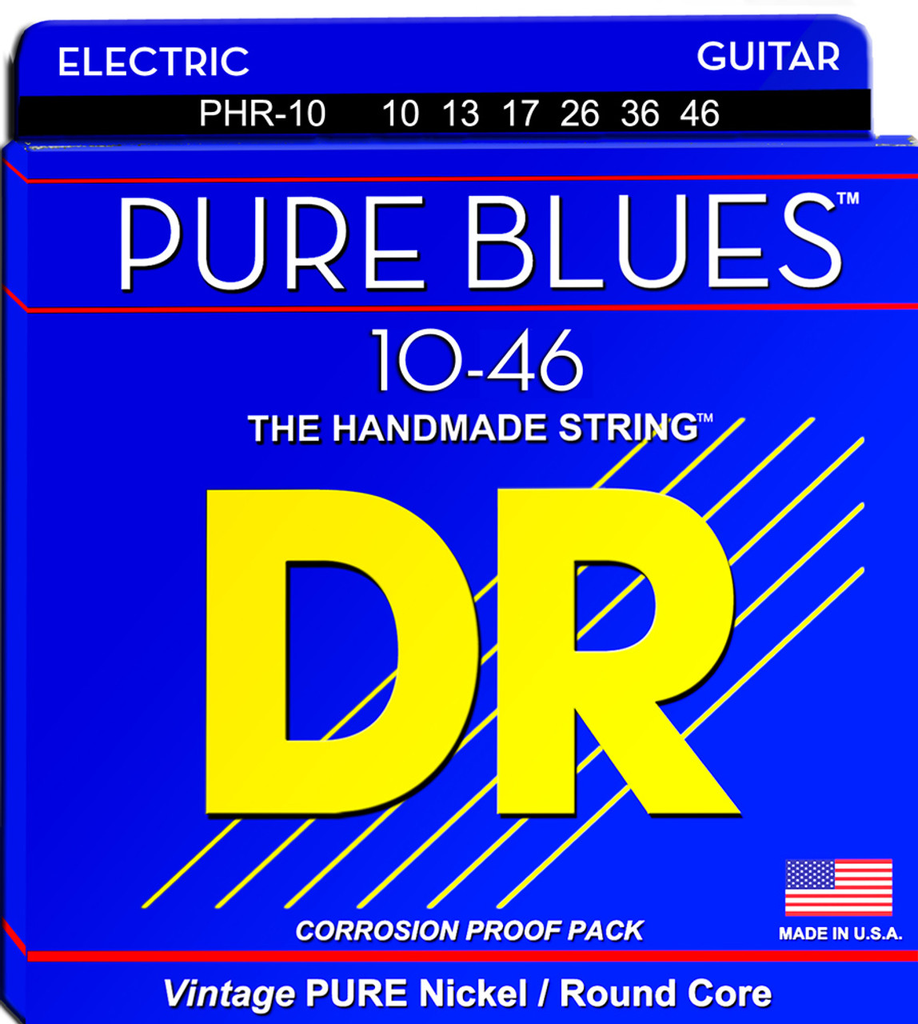[PHR-10] DR PURE BLUES Pure Nickel Electric Guitar Strings, Medium, 10-46
