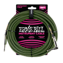 Ernie Ball 18' Braided Straight / Angle Instrument Cable - Black / Green