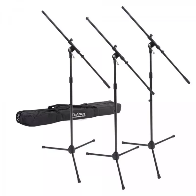 On-Stage MSP7703 Three Euro Boom Mic Stands with Bag