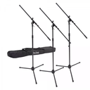 On-Stage MSP7703 Three Euro Boom Mic Stands with Bag