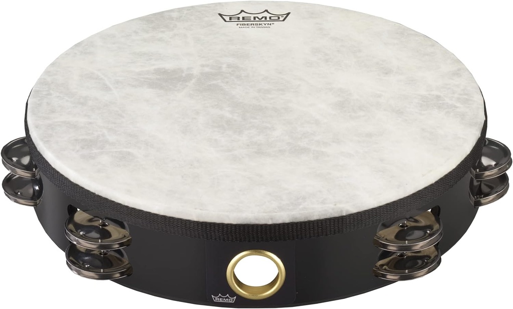 Remo Fiberskyn Double-Row Tambourine, Quadura Black, 10"