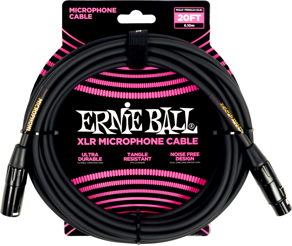[P06388] Ernie Ball 20' XLR Microphone Cable. Black