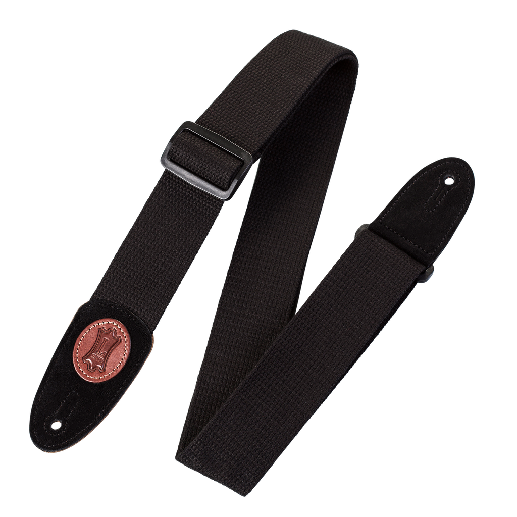 Levy's MSSC8 2" Signature Cotton Guitar Strap, Black with Walnut Badge
