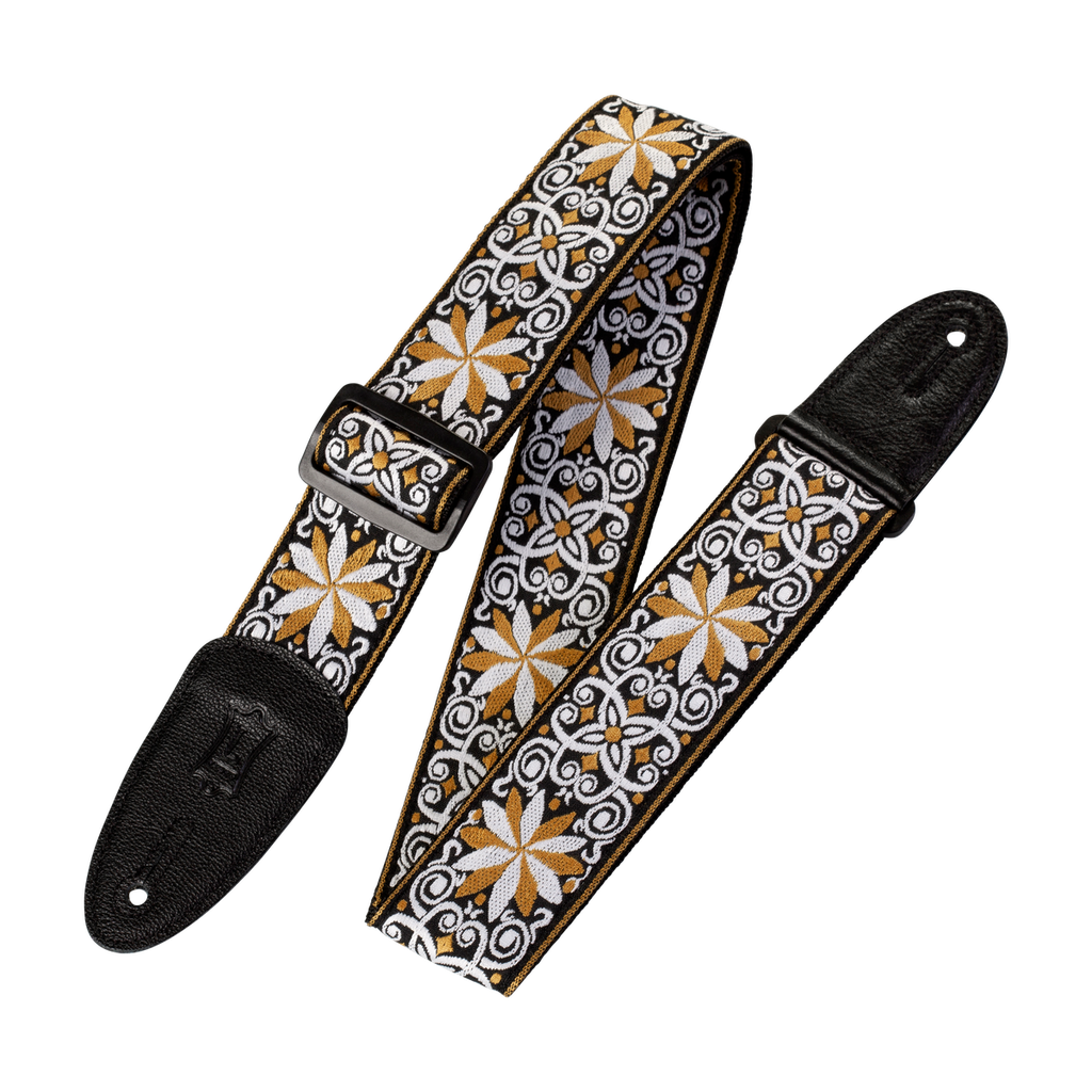 [M8HT-13] Levy's M8HT Hootenanny Jaquard Guitar Strap, Yellow & White