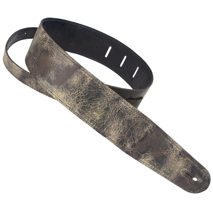 [HP25NS-BLK] Henry Heller 2.5" Distressed Leather Guitar Strap, Black