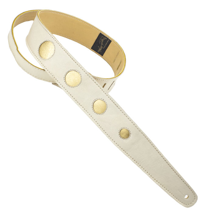 [HP24BG] Henry Heller 2" Leather Guitar Strap Modern Circles, Bone Gold