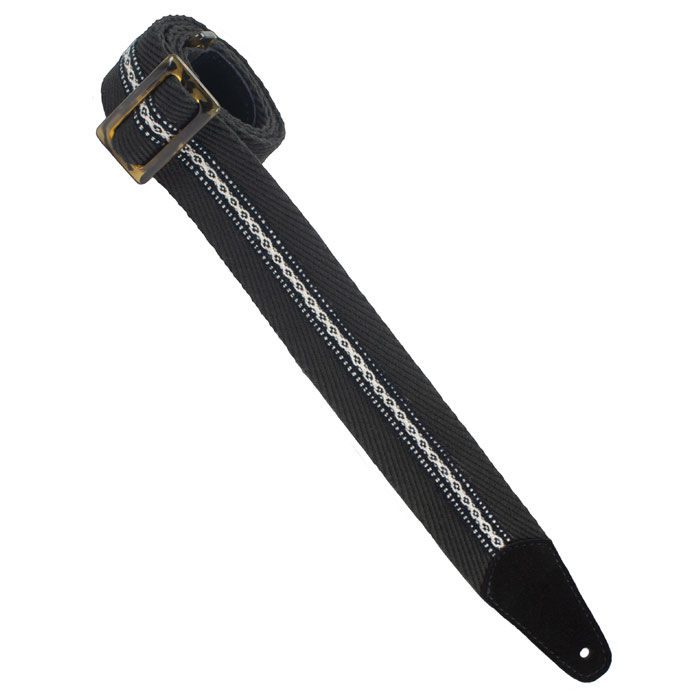 [HPWS-01] Henry Heller 2" Tort-O Herringbone Cotton Strap, Black with White