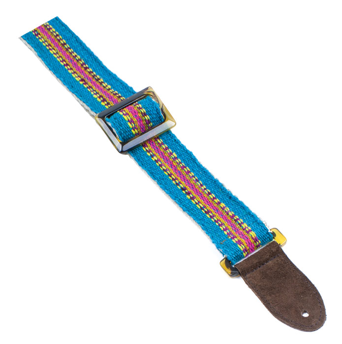 Henry Heller 2" Peruvian Strap, Blue/Pink/Gold/White
