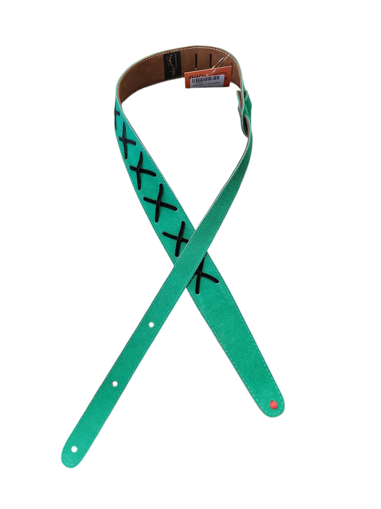 [HPX-GRN] Henry Heller 2" Green Suede Strap with Black X's
