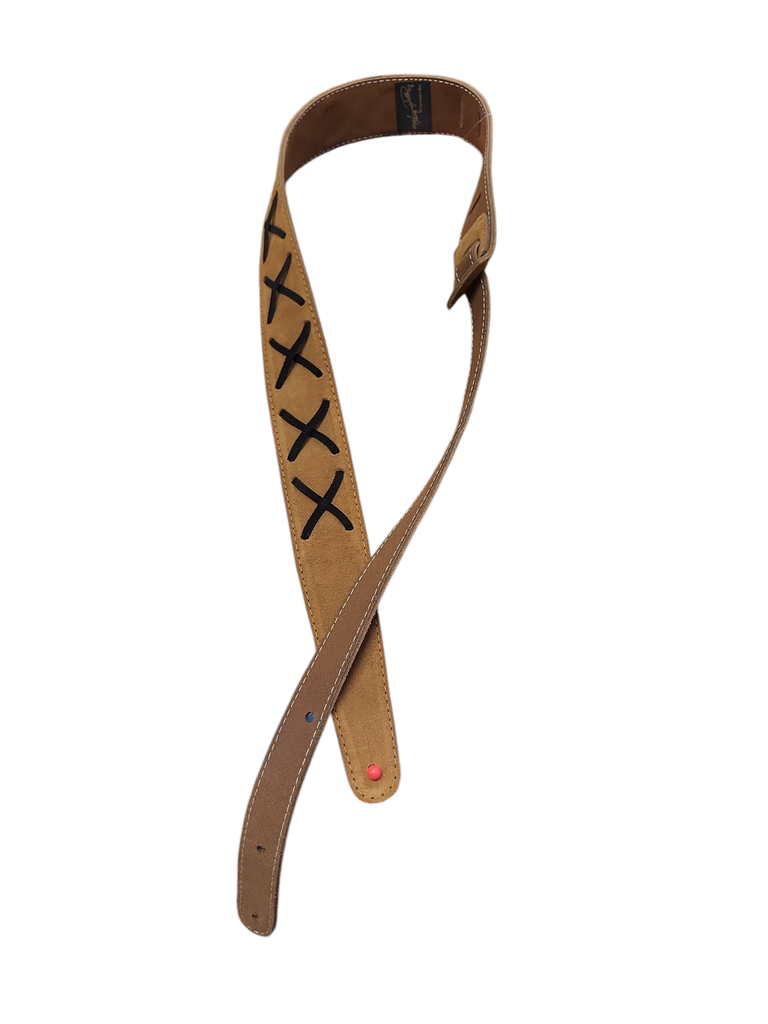 [HPX-BRN] Henry Heller 2" Brown Suede Strap with Black X's