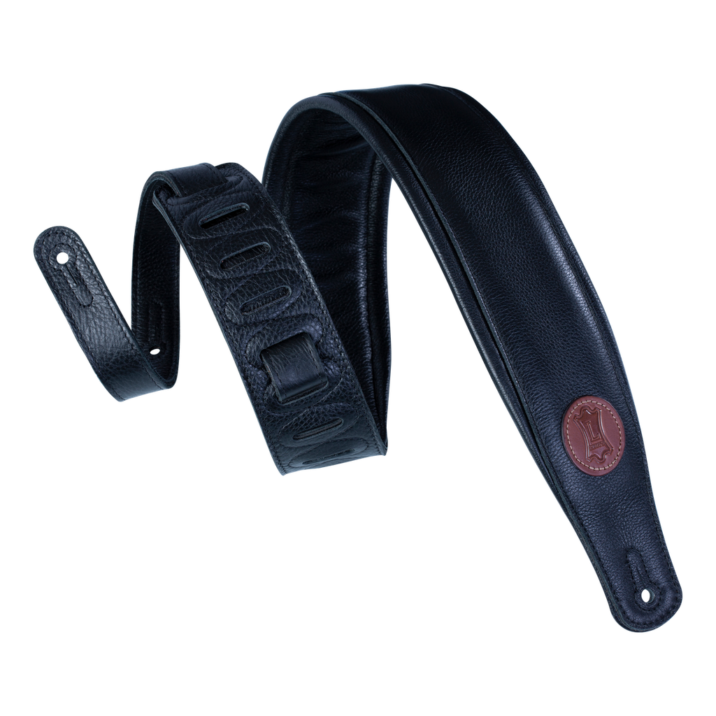 Levy's Signature Legacy Series 3" Wide Garment Leather Guitar Strap, Black