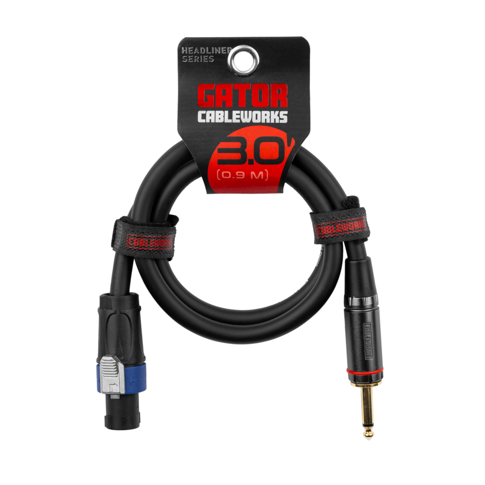 Gator Headliner Series Speaker Cable, 3', 1/4" to Twist Lock