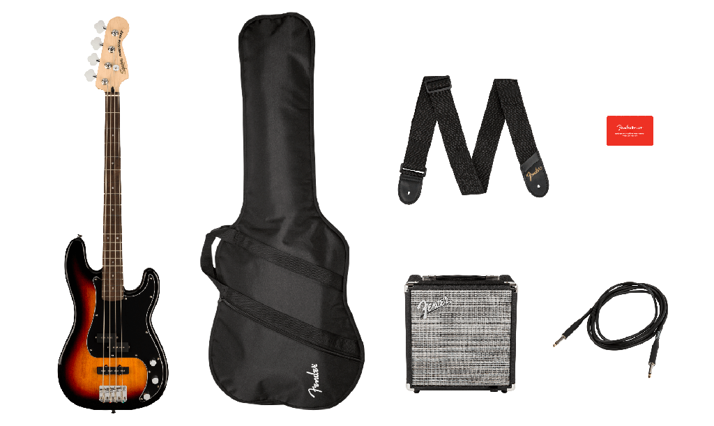 [372980000] Squier Affinity Precision Bass PJ Pack, 3-Color Sunburst, with Rumble 15